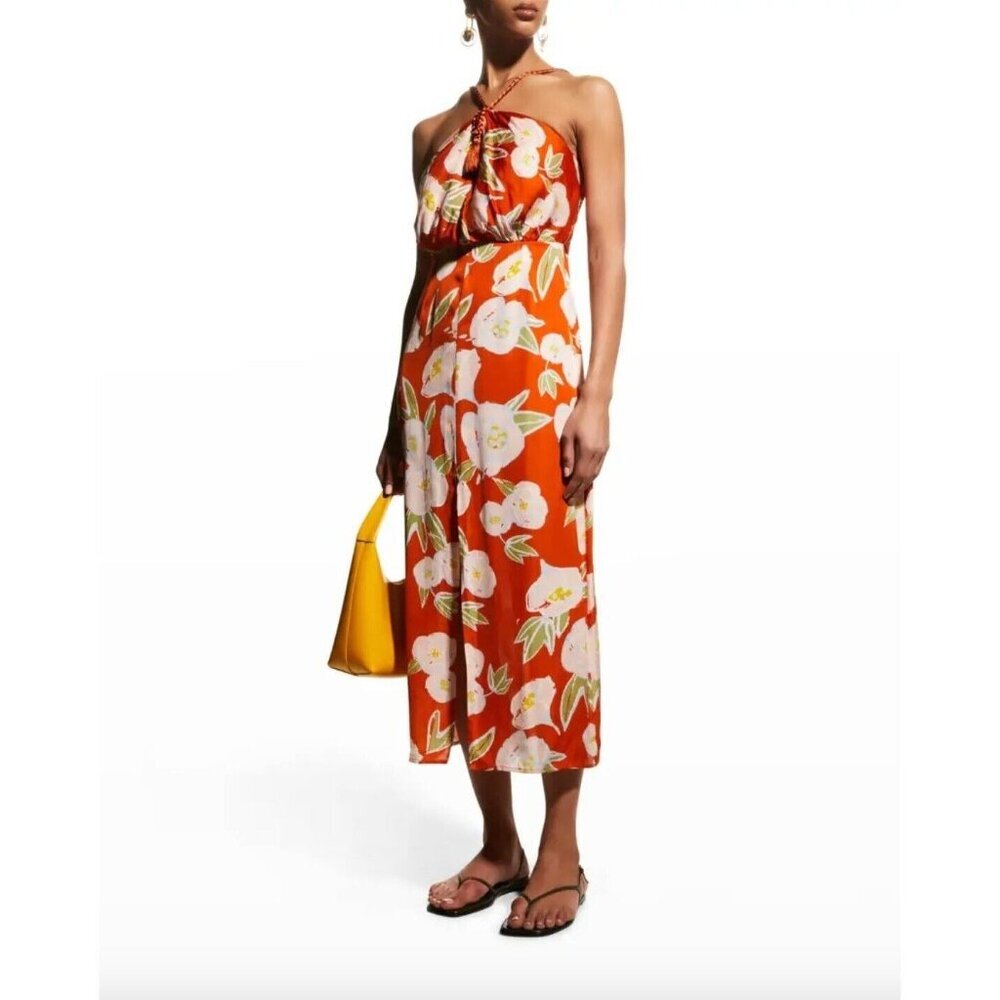 CAROLINA K Luz Dress in Orange Small Womens Floral Maxi Long